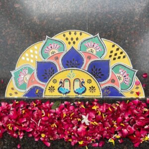 Handcrafted Peacock Semicircle Yellow Shade by Mud Moves — Hero View