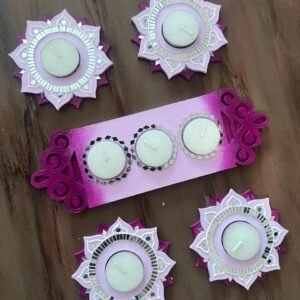 Handcrafted Pink Lotus And Rectangle T-Light by Mud Moves — Hero View