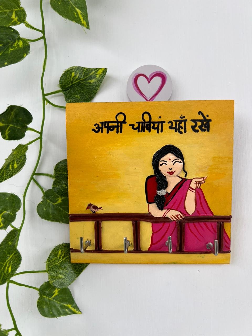 Aunty Keyholder - Funny Indian Lady Wall Key Holder — Premium Indian Key & Leash Holders Decor by Mud Moves