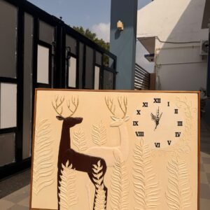 Barasingha textured wall art with botanical detailing on MDF by Mud Moves