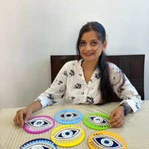 Handcrafted Colorful Evil Eye 6Inch Dia by Mud Moves — Hero View