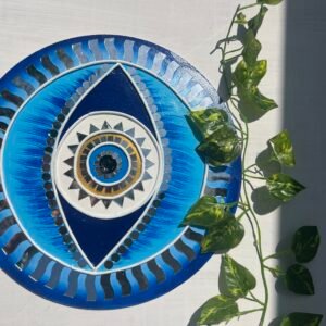 Handcrafted Evil Eye Wall Plate 10Inch Dia by Mud Moves — Hero View
