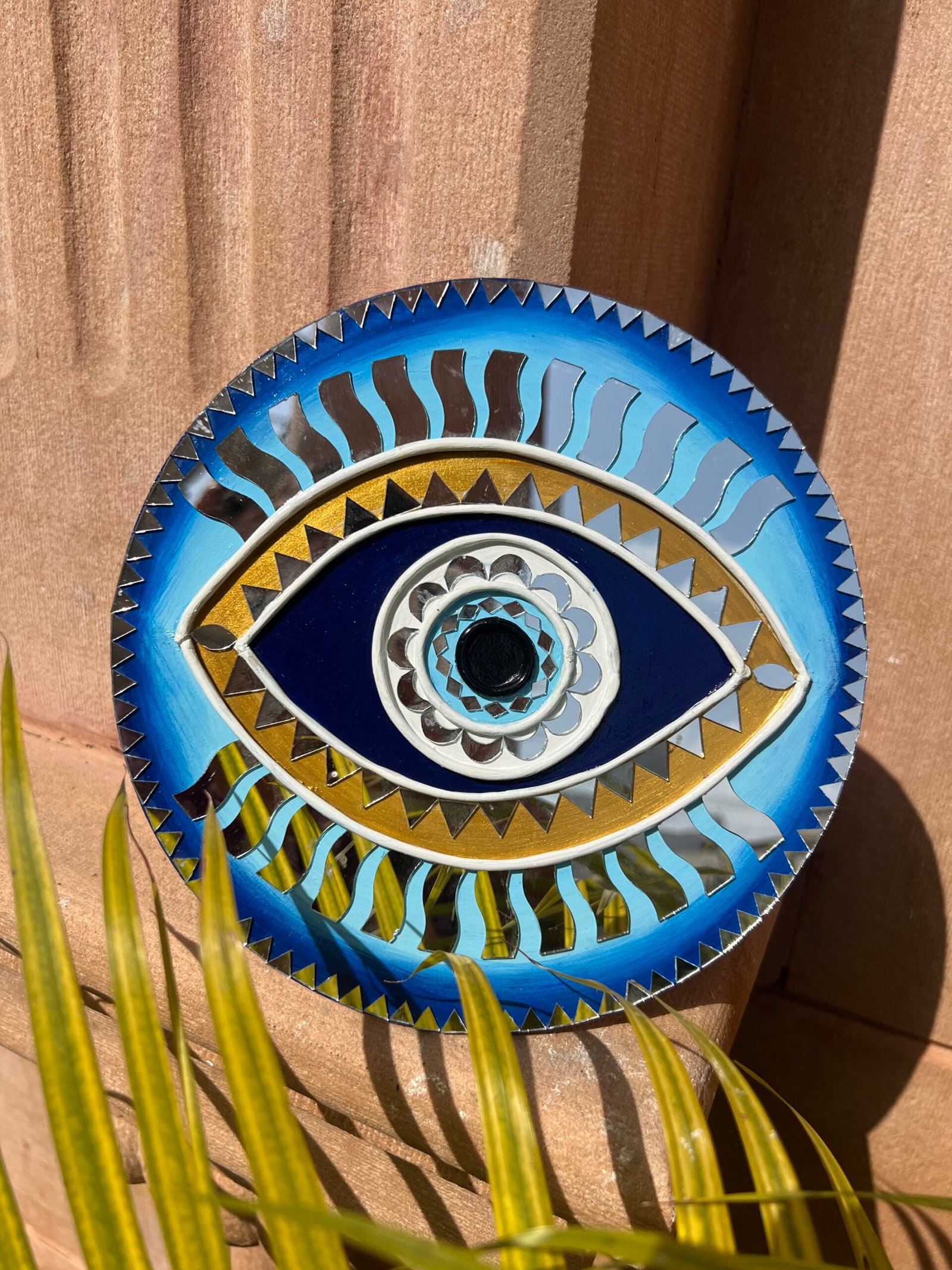 Handcrafted Evil Eye Wall Plate 8Inch Dia by Mud Moves — Hero View