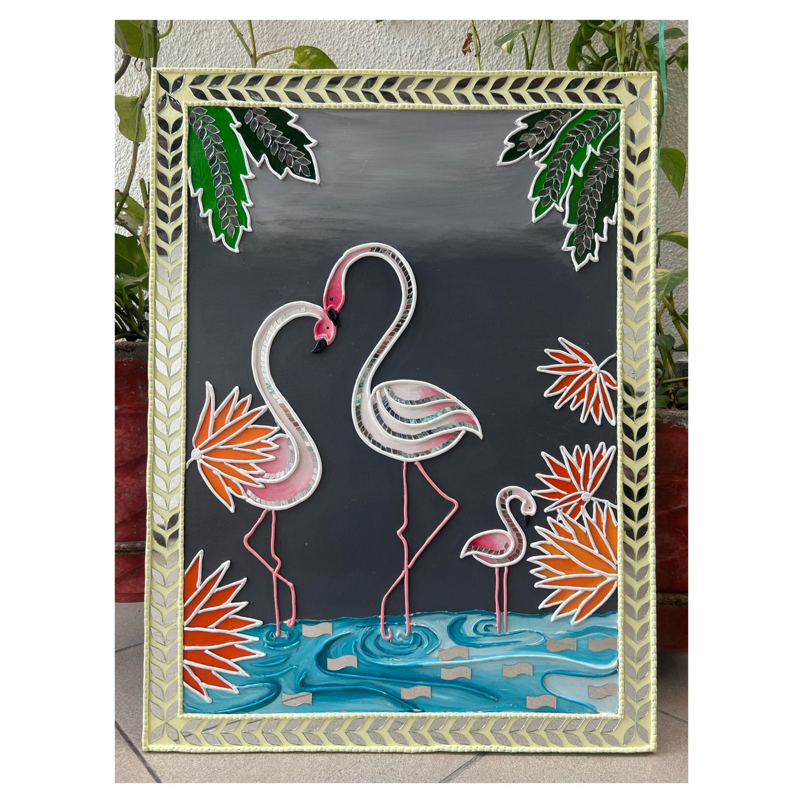 Flamingo In Pair — Premium Indian Wall Art Decor by Mud Moves