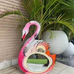 Handcrafted Flamingo Shaped Decorative Mirror by Mud Moves — Hero View
