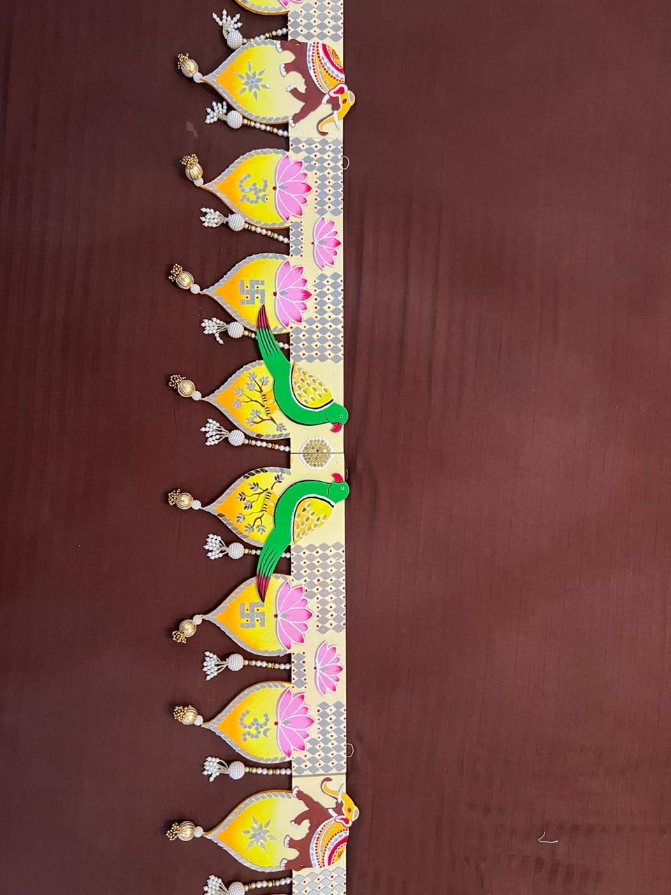 Mud Moves Parrot Theme Handmade Toran — Close-Up Detail | Handmade Indian Decor