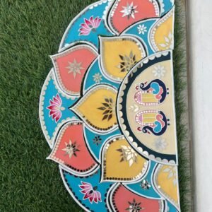 Handcrafted Peacock Semicircle Pastle Shade by Mud Moves — Hero View