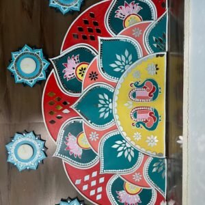 Handcrafted Peacock Semicircle Red Shade by Mud Moves — Hero View