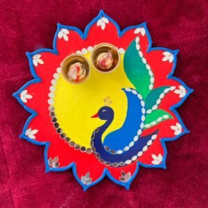 Handcrafted Peacock Tilak Platter by Mud Moves — Hero View