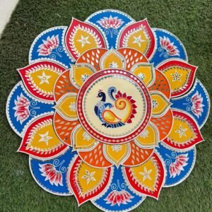 Handcrafted Royal Peacock Rangoli - Blue Shade by Mud Moves — Hero View