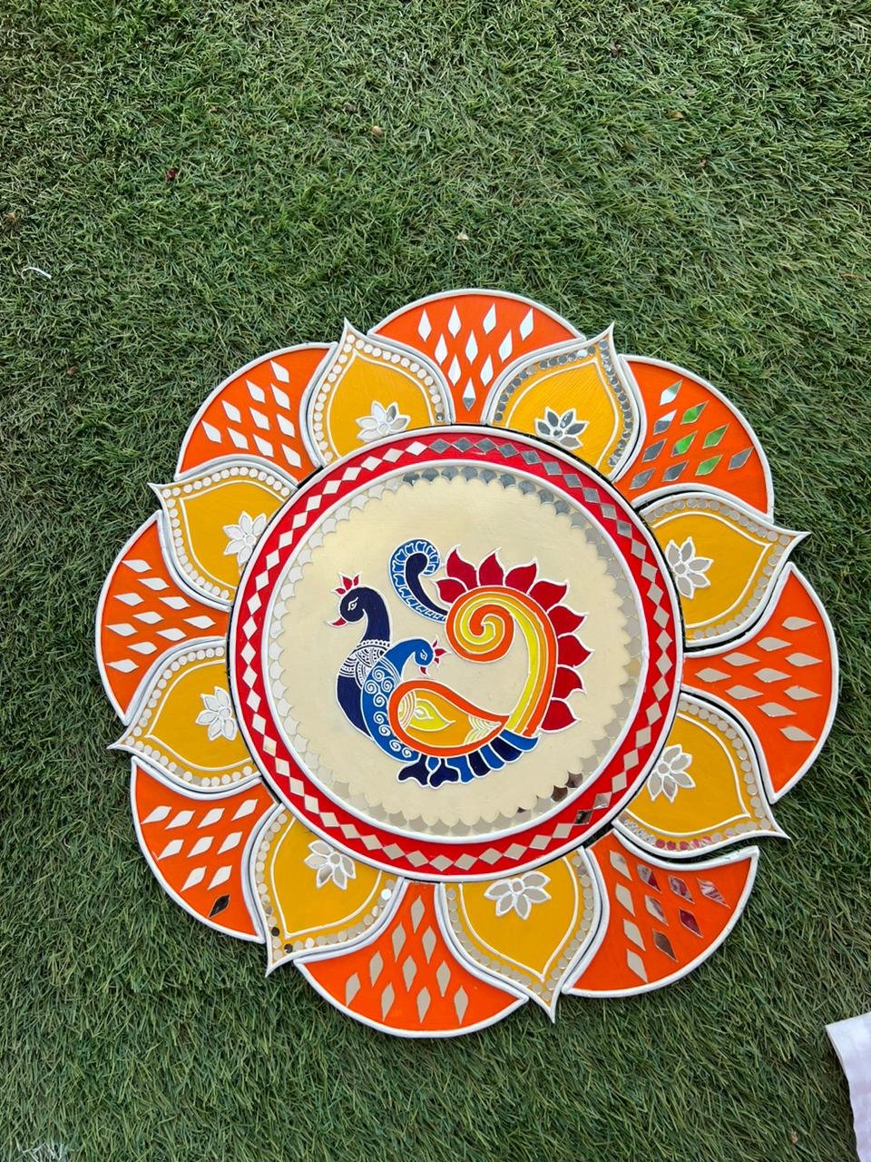 Royal Peacock Small — Premium Indian Rangoli Decor by Mud Moves