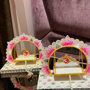 Shri Krishna Jhula Medium 16 Inch Lotus Pink — Handcrafted Ladu Gopal Palna by Mud Moves