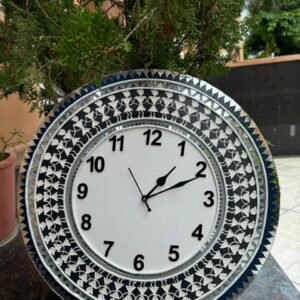 Handcrafted Warli O Clock - Tribal Art Wall Clock by Mud Moves — Hero View