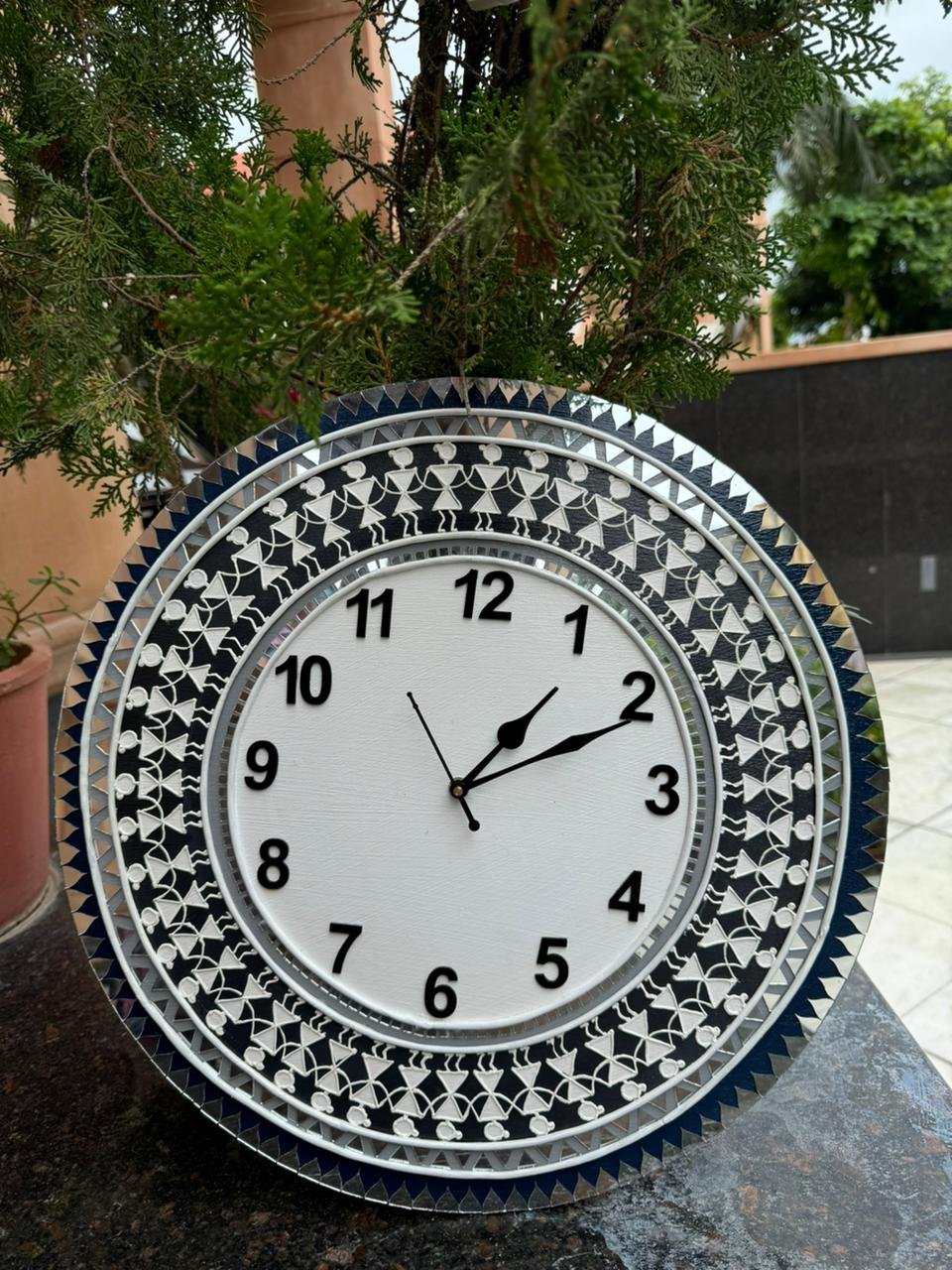Handcrafted Warli O Clock - Tribal Art Wall Clock by Mud Moves — Hero View